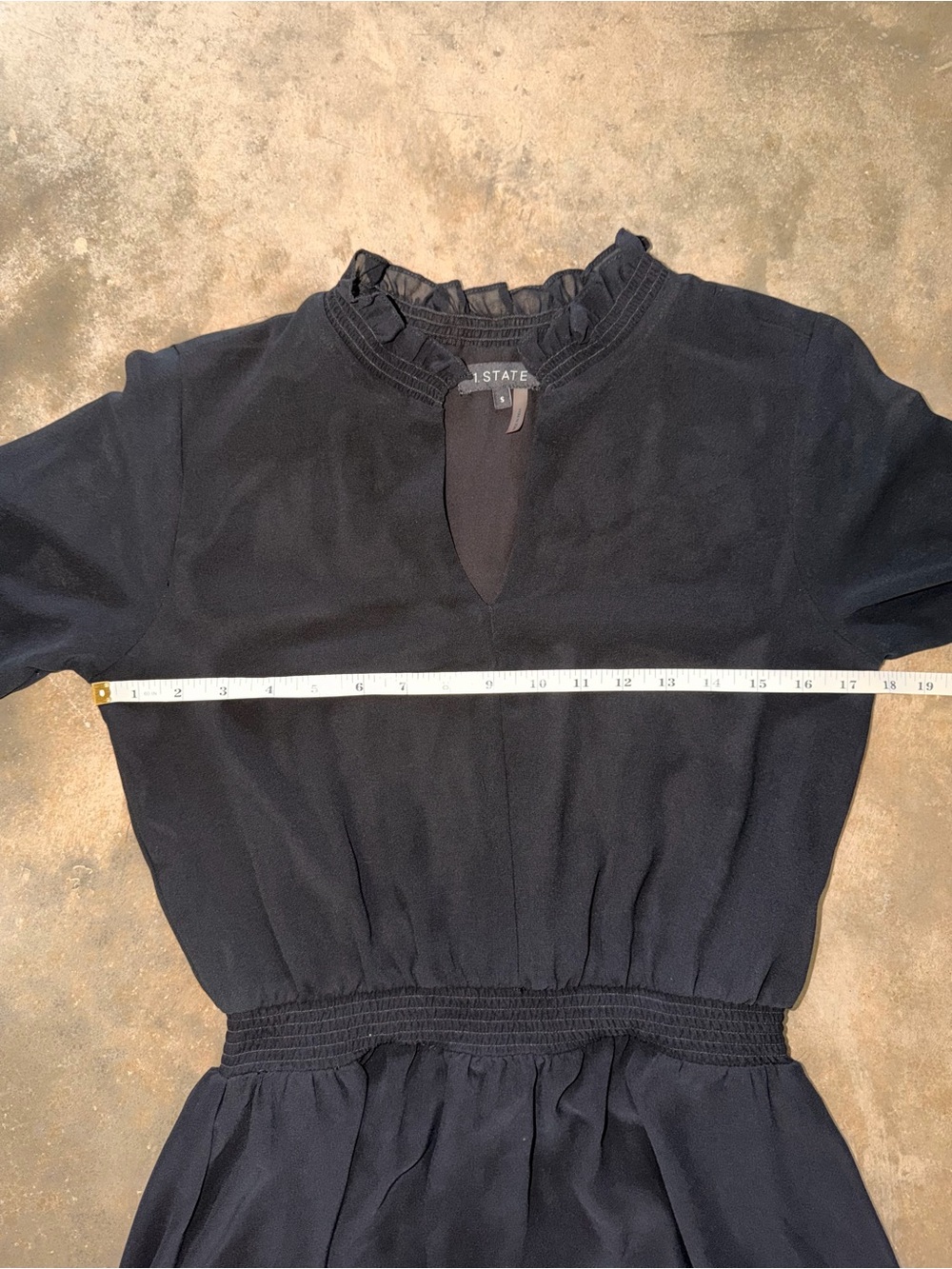 1.STATE Black High Low Ruffle Midi Maxi Dress Smocked Waist Long Sleeve S - Picture 7 of 9